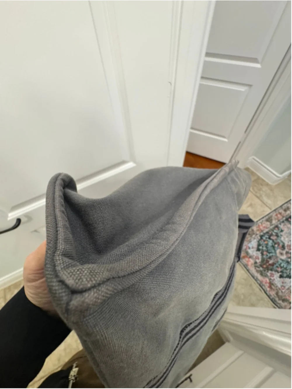 Hermès Fourre-Tout Canvas Tote Bag, Grey and Black Vintage
